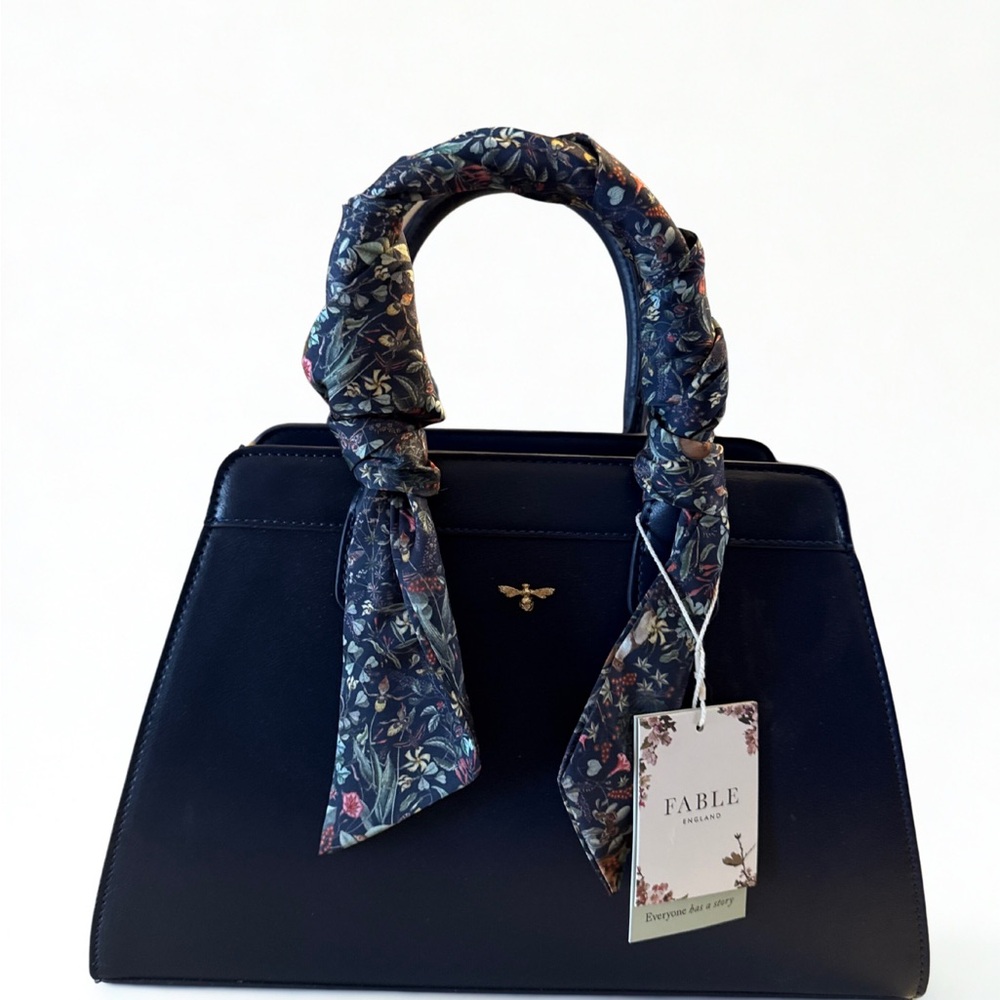 Fable England Blue Satchel with Ornate Handles Brand new with tags